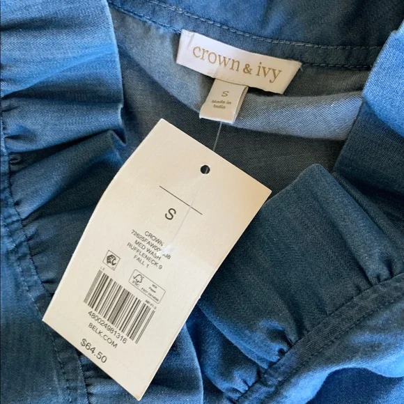 Crown & Ivy solid ruffle neck top - Picture 2 of 9